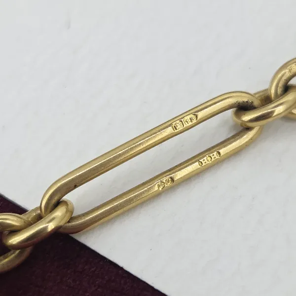 Divine Antique Yellow Gold 18ct Albert Chain with 18ct Fob Pendant-Top Left View 