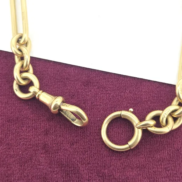 Divine Antique Yellow Gold 18ct Albert Chain with 18ct Fob Pendant-Right View 