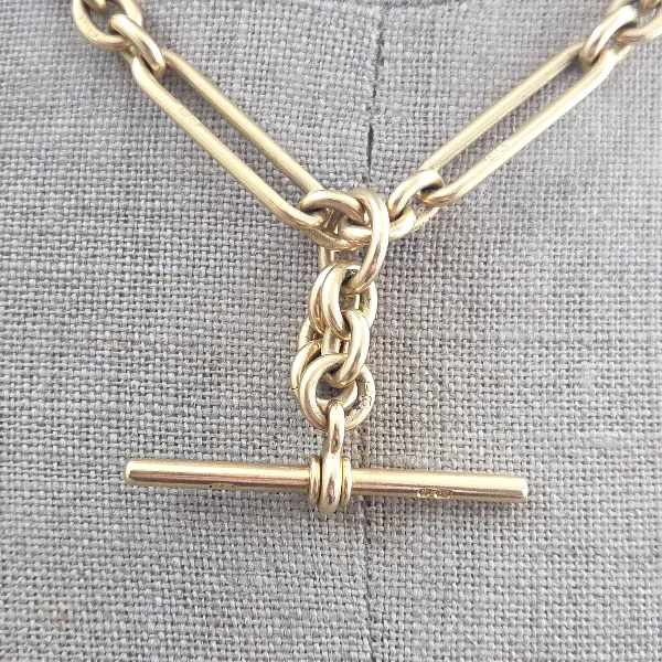 Divine Antique Yellow Gold 18ct Albert Chain with 18ct Fob Pendant- from above 