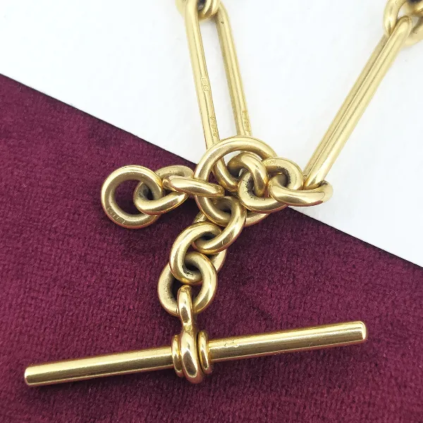 Divine Antique Yellow Gold 18ct Albert Chain with 18ct Fob Pendant- Close Up 