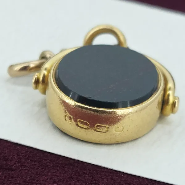 Divine Antique Yellow Gold 18ct Albert Chain with 18ct Fob Pendant-Left View 