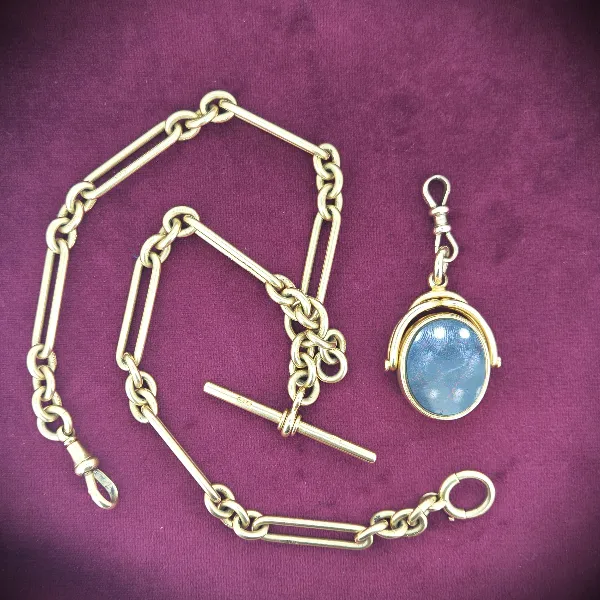rare-18ct-fetter-link-albert-with-double-sided-fob -necklaces