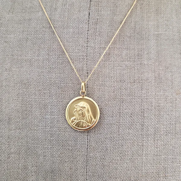 18ct Gold Reversible Religious Devotional Medal - Jesus Christ & The Virgin Mary-Original 