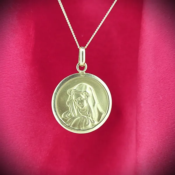 All Necklaces Ireland  - 18ct Gold Reversible Religious Devotional Medal - Jesus Christ & The Virgin Mary