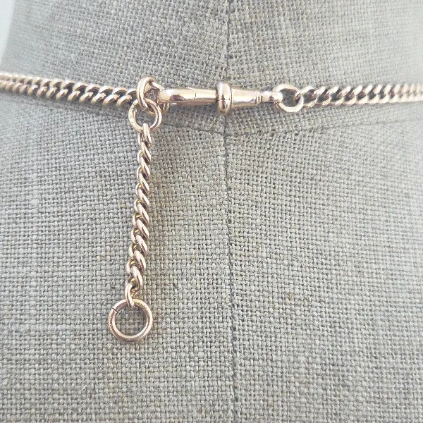 Heavy 9ct Gold Gradated Albert Necklace with T-Bar-rose-gold-albert-chai-with-engraved-tbar-extra-links.webp