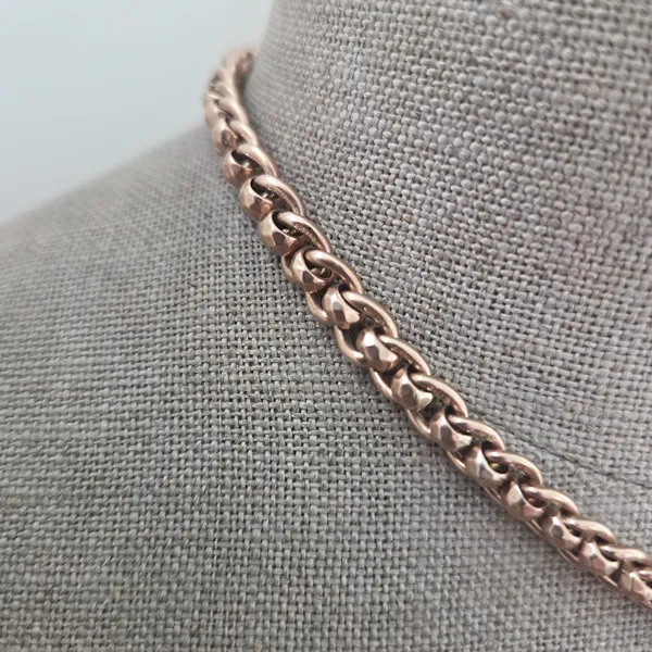 Antique Rose Gold Albert Chain with Rollerball Link & T-Bar-Right View 