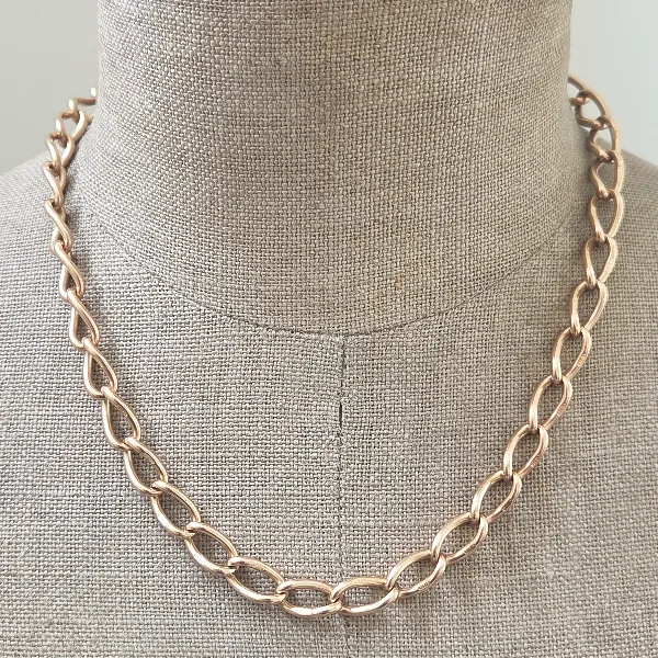 Loose Link Rose Gold Antique Albert Chain with Detachable T-Bar-Top Right View 