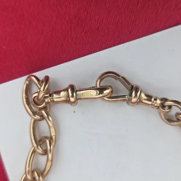 Loose Link Rose Gold Antique Albert Chain with Detachable T-Bar-Small 