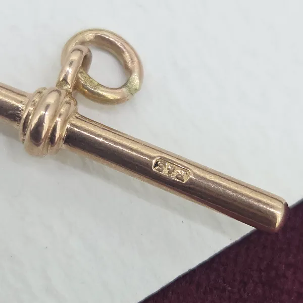 Loose Link Rose Gold Antique Albert Chain with Removeable T-Bar & Medal-Upside Down 