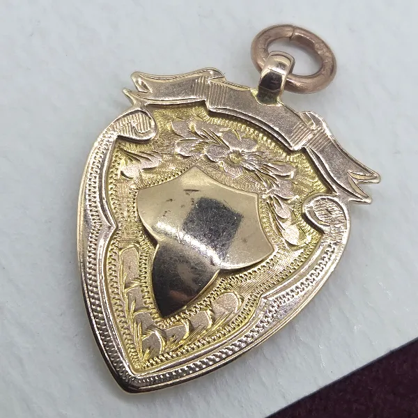 Loose Link Rose Gold Antique Albert Chain with Removeable T-Bar & Medal-Left View 