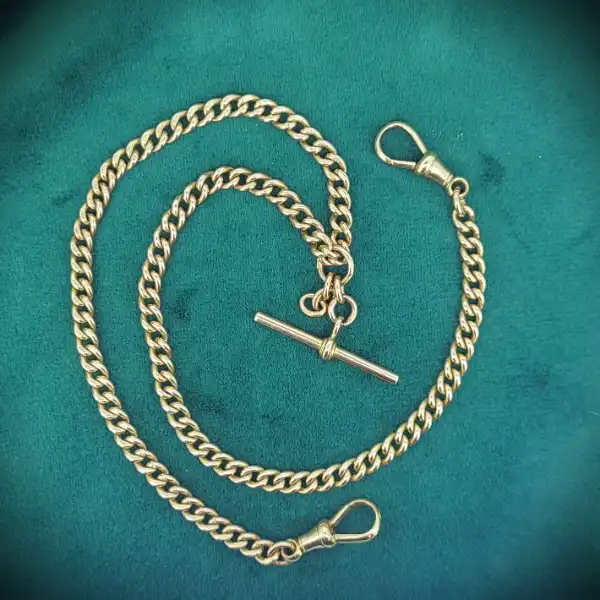  Thumbnail of Antique Rose Gold Albert Chain with Rolling T-Bar and Uniform Links