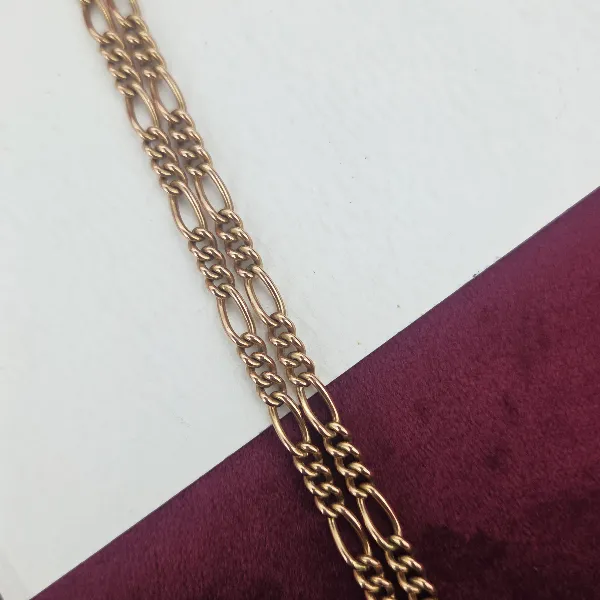 Rose Gold T-Bar Figaro Necklace- Reverse Angle 