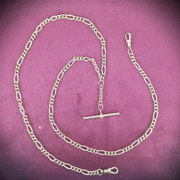 Rose Gold T-Bar Figaro Necklace