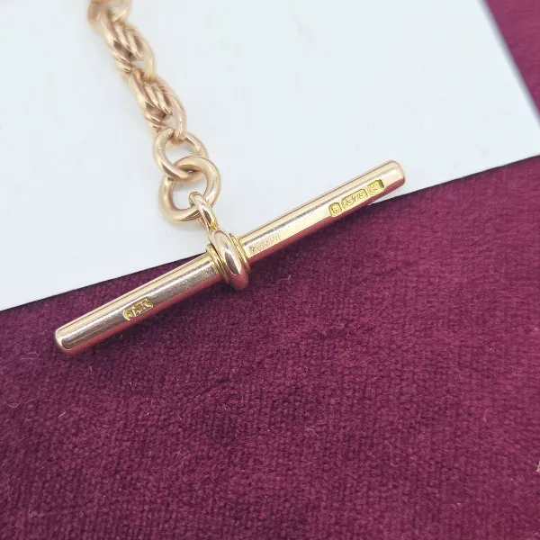 9ct Rose Gold Trombone and Rope Link Albert Chain-rose-gold-trombone-and-rope-link-albert-chain.webp