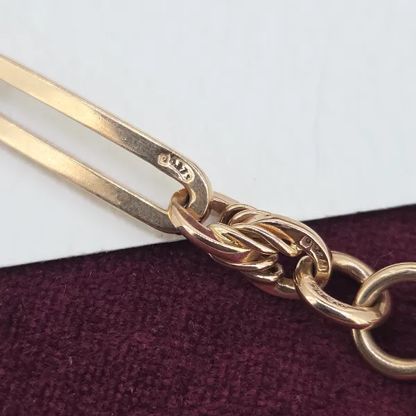 9ct Rose Gold Trombone and Rope Link Albert Chain-rose-gold-trombone-and-rope-link-albert-chain.webp