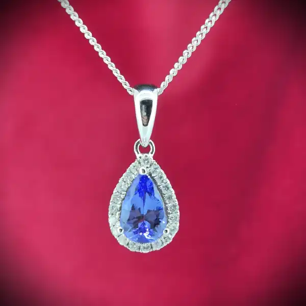  Thumbnail of Tanzanite and Diamond Tear Drop Pendant