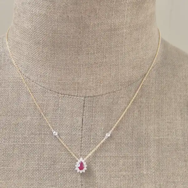 18ct Yellow Gold Diamond and Ruby Tear Drop Pendant-tear-drop-ruby-and-diamond-pendant-in-yellow-gold.webp