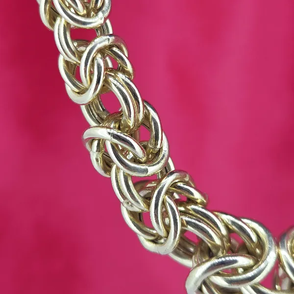 Vintage 9ct Gold Graduated Byzantine Necklace- Reverse Angle 