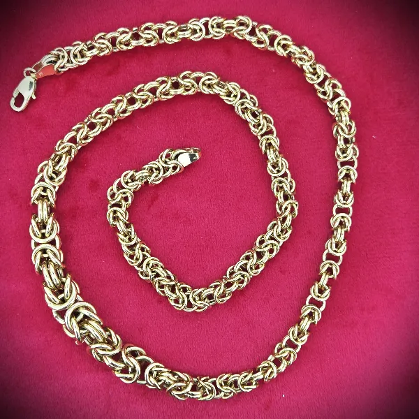 Vintage 9ct Gold Graduated Byzantine Necklace