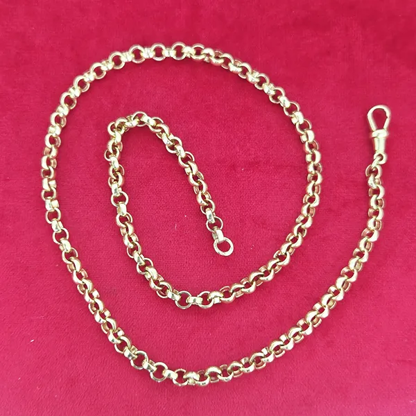 Vintage 9ct Yellow Gold Belcher Necklace- Side View 