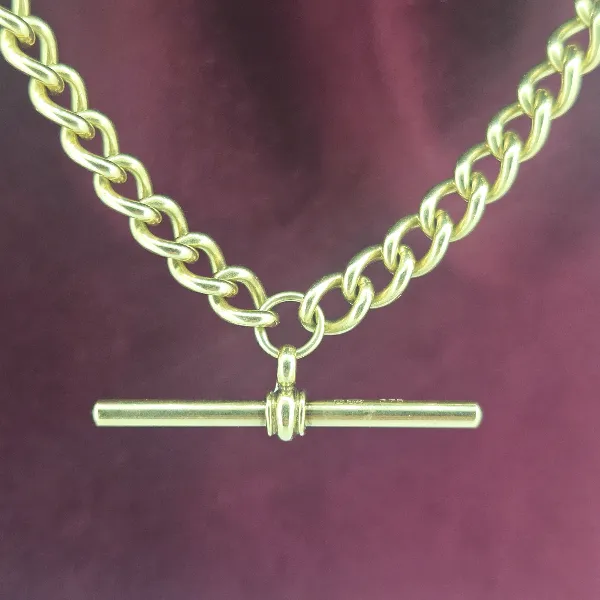 Vintage 9ct Yellow Gold Albert Chain- Close Up 