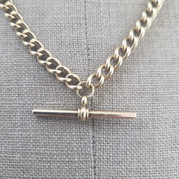 Vintage 9ct Yellow Gold Albert Chain-Left View 