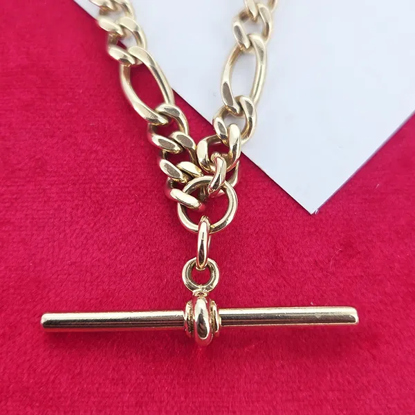 Vintage 9ct Yellow Gold Figaro Necklace- Crown View 
