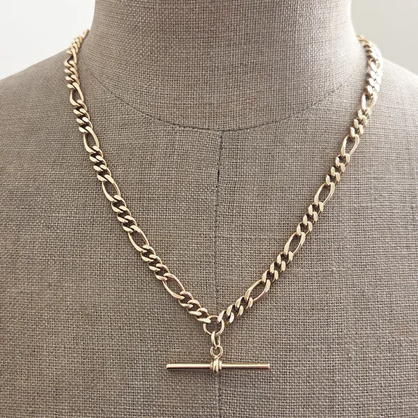 Vintage 9ct Yellow Gold Figaro Necklace-Small 