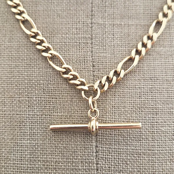 Vintage 9ct Yellow Gold Figaro Necklace-Left View 