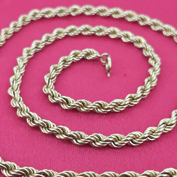 Vintage 9ct Yellow Gold Rope Necklace- Side View 