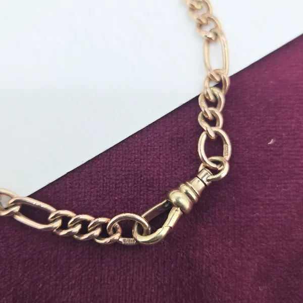 Vintage Rose Gold Figaro Necklace with T-Bar-vintage-figaro-albert-in-9ct-rose-gold.webp