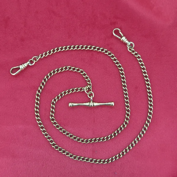 Vintage 9ct Yellow Gold Albert Chain with T-Bar- Side View 