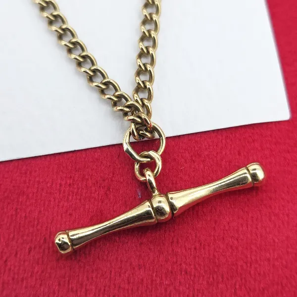 Vintage 9ct Yellow Gold Albert Chain with T-Bar- Reverse Angle 