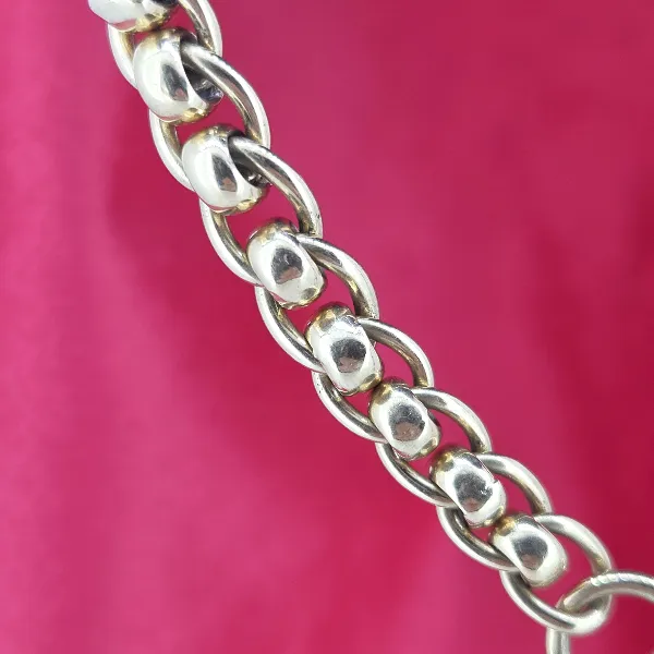 Vintage Graduated Yellow Gold Rollerball Necklace with T-Bar- Reverse Angle 