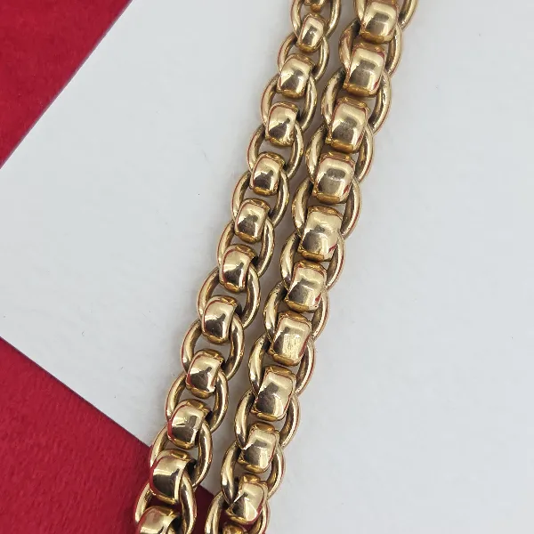 Vintage Graduated Yellow Gold Rollerball Necklace with T-Bar- Crown View 