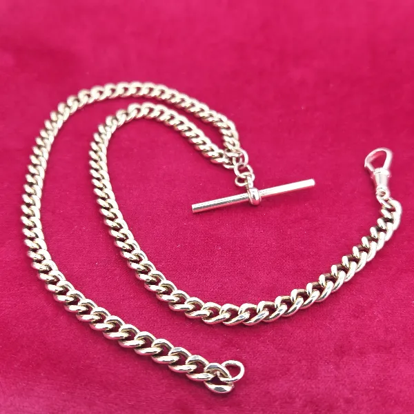 Lightweight Vintage 9ct Yellow Gold Albert Chain with T-Bar-vintage-hollow-albert-in-9ct-yellow-gold.webp
