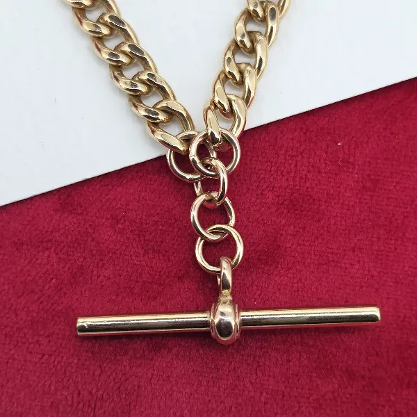 Lightweight Vintage 9ct Yellow Gold Albert Chain with T-Bar-vintage-hollow-albert-in-9ct-yellow-gold.webp