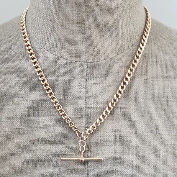 Lightweight Vintage 9ct Yellow Gold Albert Chain with T-Bar-vintage-hollow-albert-in-9ct-yellow-gold.webp