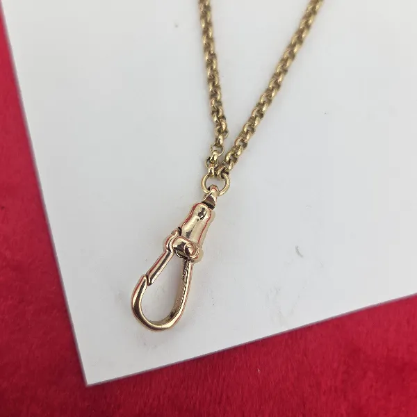 Vintage 9ct Gold Watch Chain Necklace with Swivel Fob- Reverse Angle 