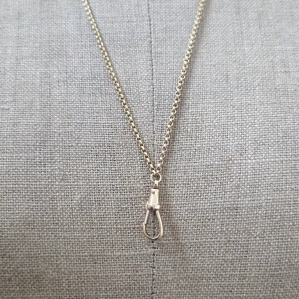 Vintage 9ct Gold Watch Chain Necklace with Swivel Fob- Magnified 