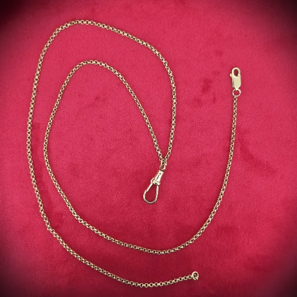 Vintage 9ct Gold Watch Chain Necklace with Swivel Fob