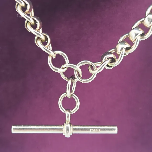 Vintage Rose Gold Rollerball Necklace with T-Bar- Close Up 