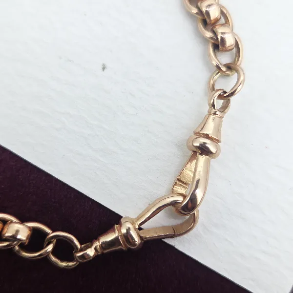 Vintage Rose Gold Rollerball Necklace with T-Bar- Magnified 
