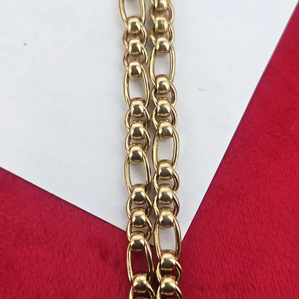 Vintage Yellow Gold Figaro Rollerball Necklace- Reverse Angle 