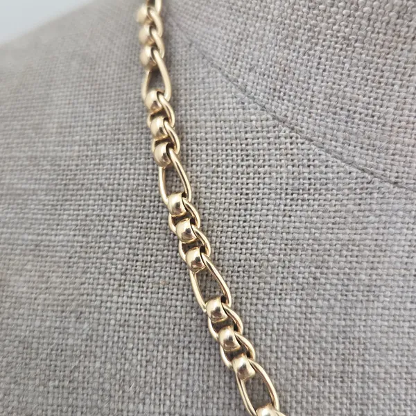 Vintage Yellow Gold Figaro Rollerball Necklace-Original 