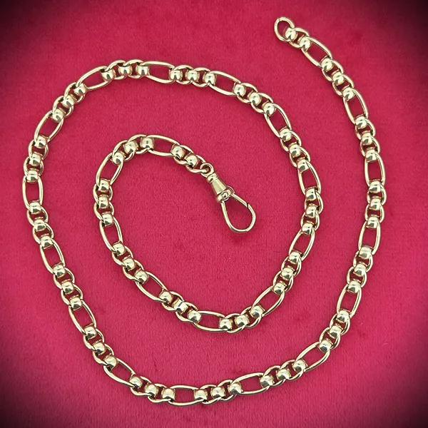 Vintage Yellow Gold Figaro Rollerball Necklace