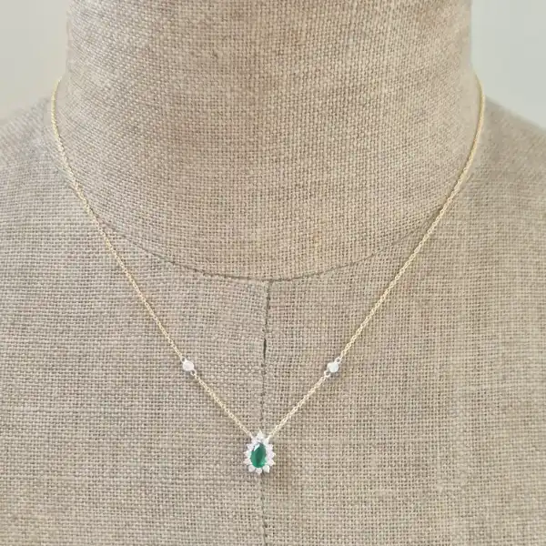 18ct Yellow Gold Diamond and Emerald Tear Drop Pendant-yellow-gold-emerald-diamond-tear-drop-pendant.webp