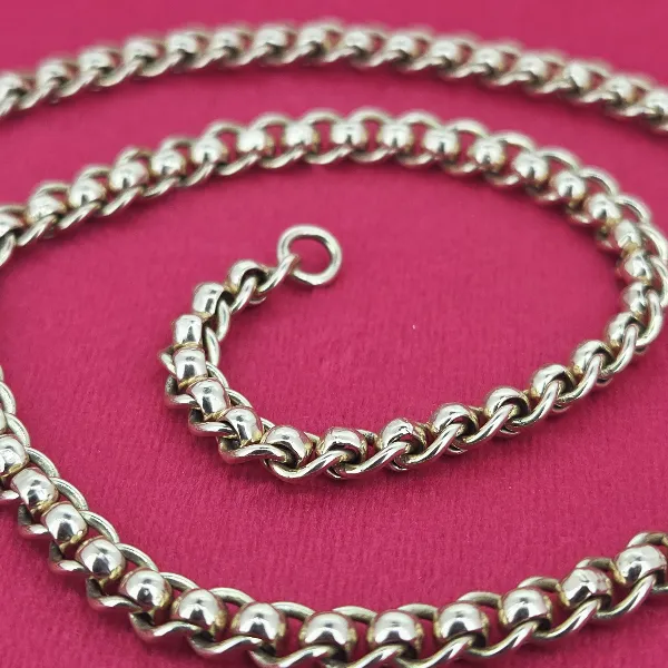 Yellow Gold Rollerball Necklace - 18 Inches- Front View 