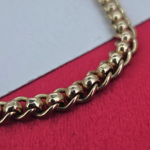 Yellow Gold Rollerball Necklace - 18 Inches- Reverse Angle 