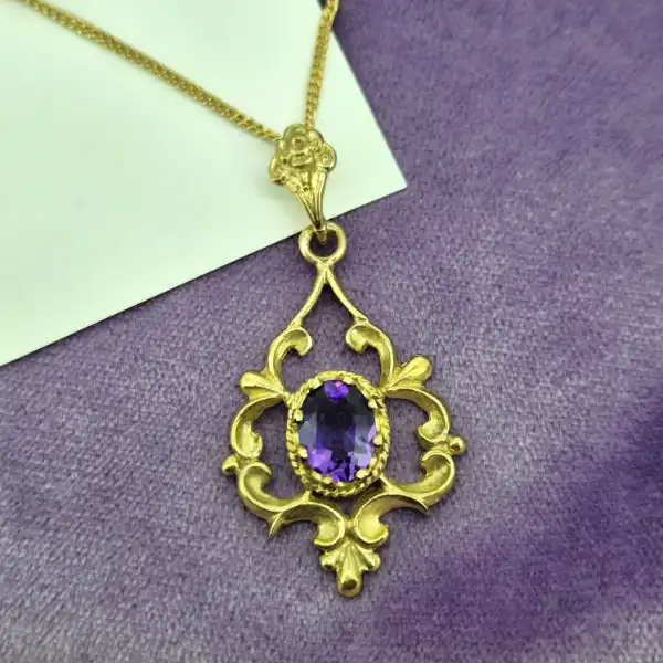 Antique Style Amethyst Pendant-9ct-gold-reproduction-amethyst-pendant.webp